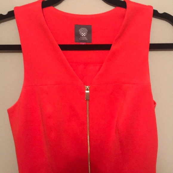 Red A-Line dress w/ gold zipper front - Picture 2 of 3